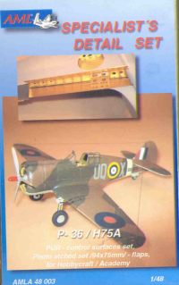 Curtiss P36A/C, Hawk 75A1-6 Control surfaces and flaps (Hobbycraft/Academy) AMLA4803