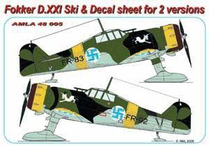 Ski's for Finnish Fokker D21 with Decals  AMLA4805