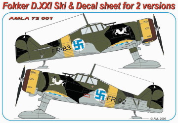 Fokker D21 ski''s & decal sheet for 2 versions amla7201