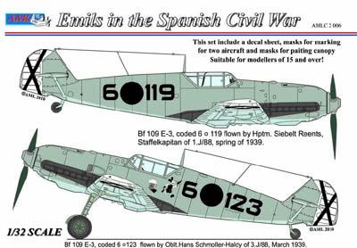 BF109E Emils in the Spanish Civil War Die cut masks AMLC2-006