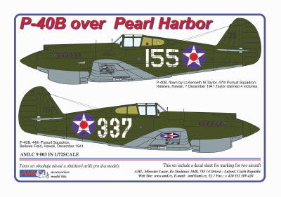 Curtiss P40 over Pearl Harbor (2x decal options)  AMLC4-023