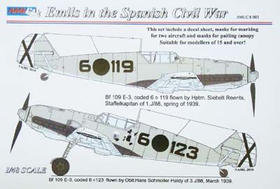 BF109E Emils in the Spanish Civil War Die cut masks AMLC8-003