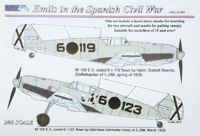 BF109E Emils in the Spanish Civil War Die cut masks  AMLC8-003