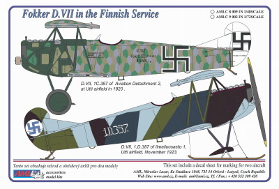 Fokker D.VII in Finnish Service (2x decal options)  AMLC9-002