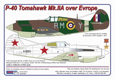 Curtiss P-40 Tomahawk Mk.IIA over Europe (2x decal options)  AMLC9-004