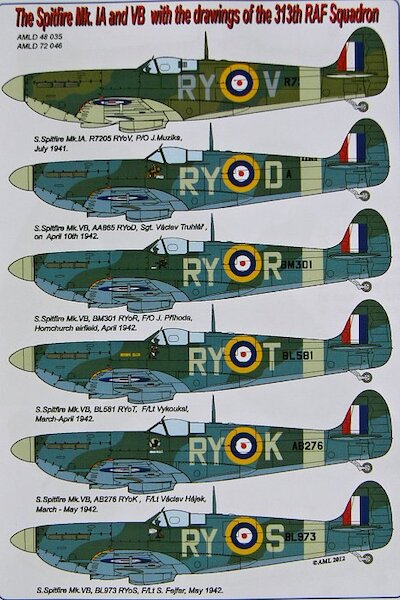 The Spitfire Mk.IA and VB with the drawings of the 313th RAF Squadron AMLD48035