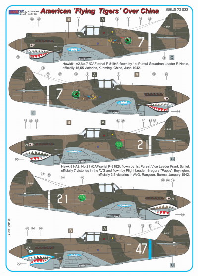 Curtiss Hawk 81-A2, Chinese AF WWII (6x decal options) AMLD72033
