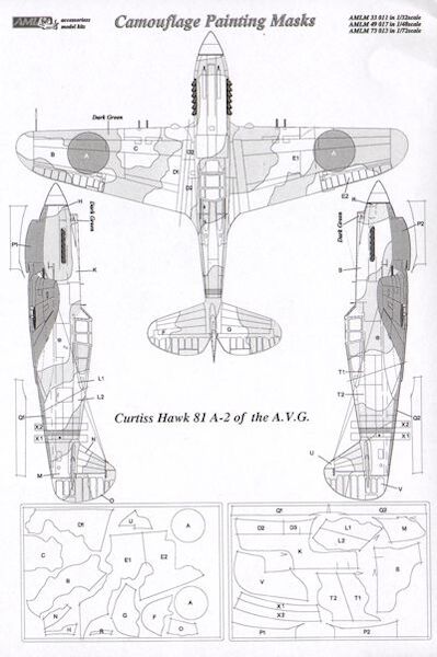 Camouflage Painting masks Curtiss 81A-2 Hawk of the AVG AMLM33011