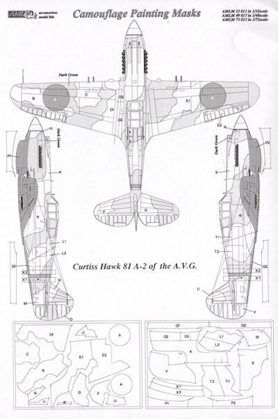 Camouflage Painting masks Curtiss 81A-2 Hawk of the AVG  AMLM33011