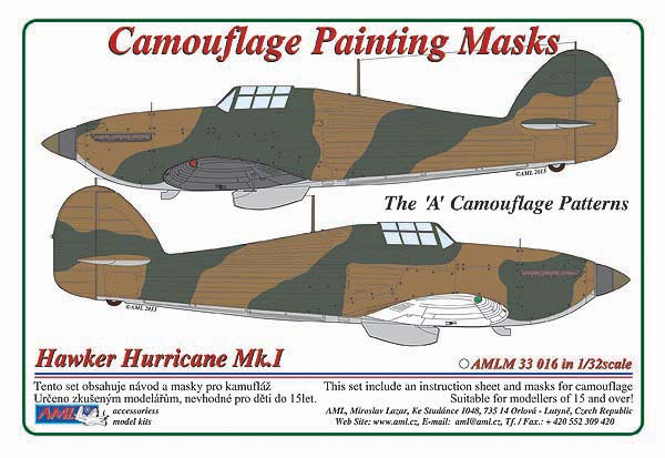Camouflage Painting masks Hawker Hurricane MK1 "A" scheme patterns  AMLM33016