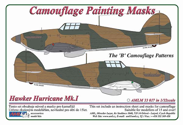 Camouflage Painting masks Hawker Hurricane MK1 Fabric Wings "B" scheme patterns  AMLM33017