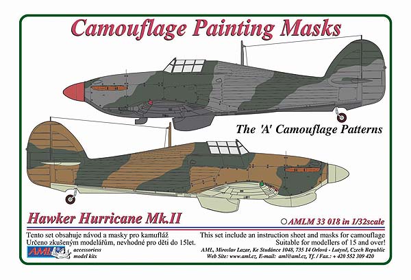 Camouflage Painting masks Hawker Hurricane MKII "A" scheme patterns AMLM33018