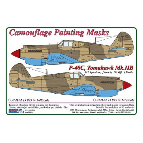 Camouflage Painting masks Curtiss P40C Tomahawk MKIIB (Airfix) AMLM33024