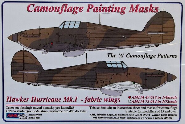 Camouflage Painting masks Hawker Hurricane MK1 - fabric Wing (A Camouflage)  AMLM49018