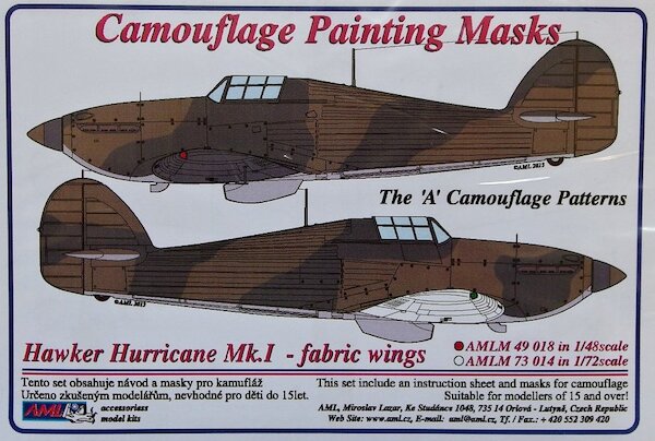 Camouflage Painting masks Hawker Hurricane MK1 - fabric Wing (A Camouflage) AMLM49018