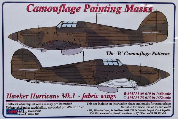 Camouflage Painting masks Hawker Hurricane MK1 - fabric Wing (B Camouflage)  AMLM49019