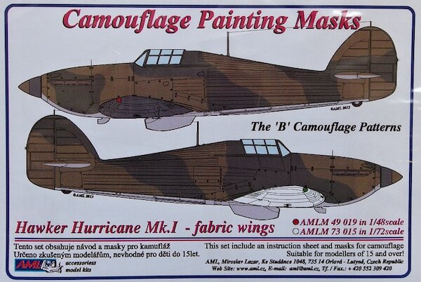 Camouflage Painting masks Hawker Hurricane MK1 - fabric Wing (B Camouflage) AMLM49019