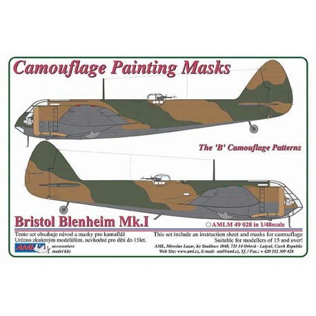 Camouflage Painting masks Bristol Blenheim MKI 'B Pattern" (Airfix)  AMLM49028
