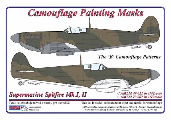 Camouflage Painting masks Spitfire Mk.I/II "B" scheme patterns AMLM73007