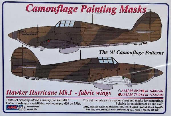 Camouflage Painting masks Hawker Hurricane MK1 - fabric Wing (A Camouflage) (Airfix)  AMLM73014