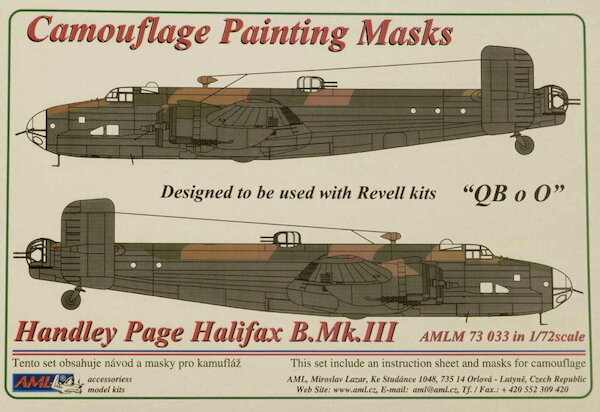 Camouflage Painting masks Handley Page Halifax MKIII QB-O (Revell)  AMLM73033