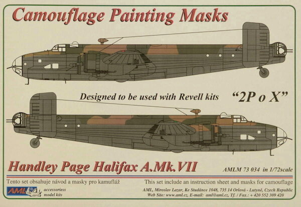 Camouflage Painting masks Handley Page Halifax MKIII 2P-X (Revell) AMLM73034