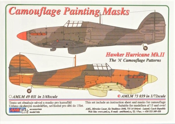 Camouflage Painting masks Hawker Hurricane MKII "A" patern  AMLM73039