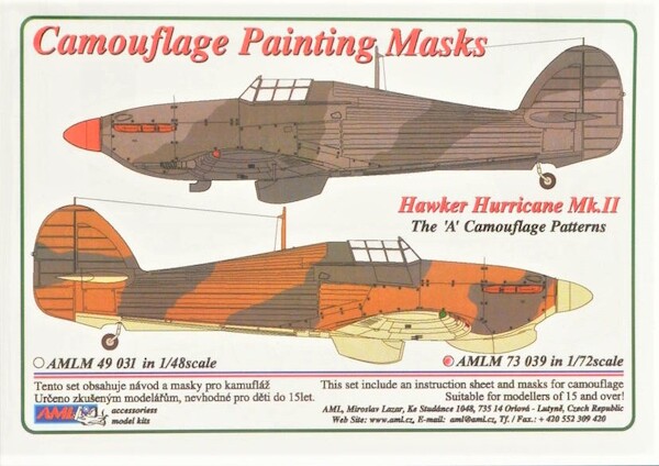 Camouflage Painting masks Hawker Hurricane MKII "A" patern AMLM73039