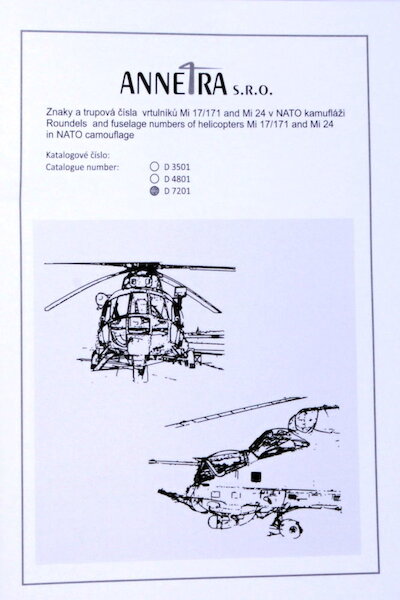 Roundels and fuselage numbers for Czech AF Mi17/Mi171 and Mi24 Helicopters in NATO Campouflage  D3501