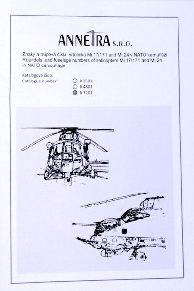 Roundels and fuselage numbers for Czech AF Mi17/Mi171 and Mi24 Helicopters in NATO Campouflage D4801