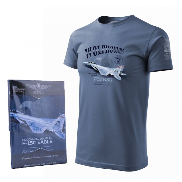 T-Shirt with 32TFS/CR Wolfhounds F-15C Eagle Soesterberg Air Force Base  ANT-F15-L