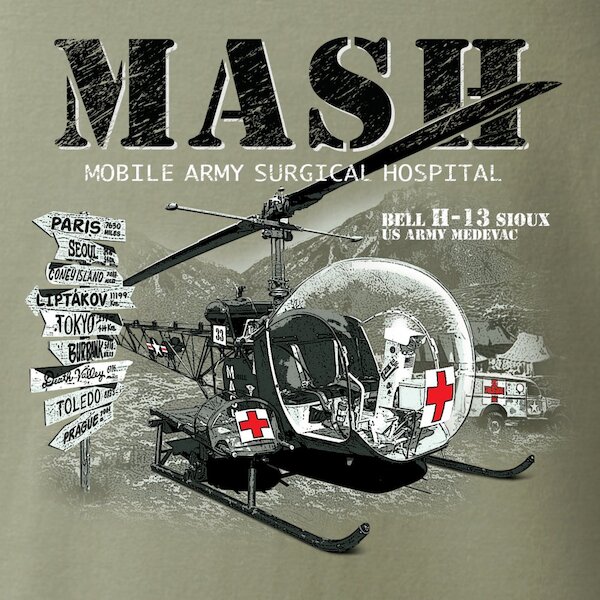 T-Shirt with Bell H-13 Sioux MASH  ANT-MASH-MAIN