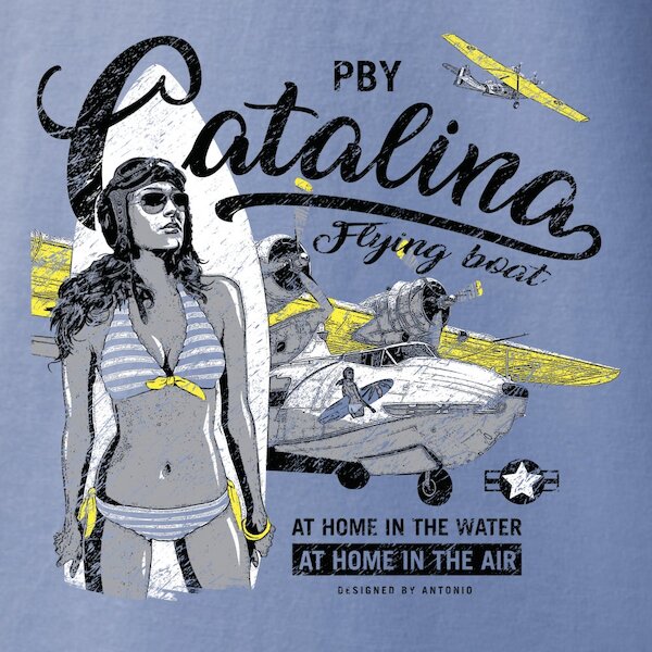 T-Shirt with with flying boat PBY Catalina  ANT-PBY-MAIN