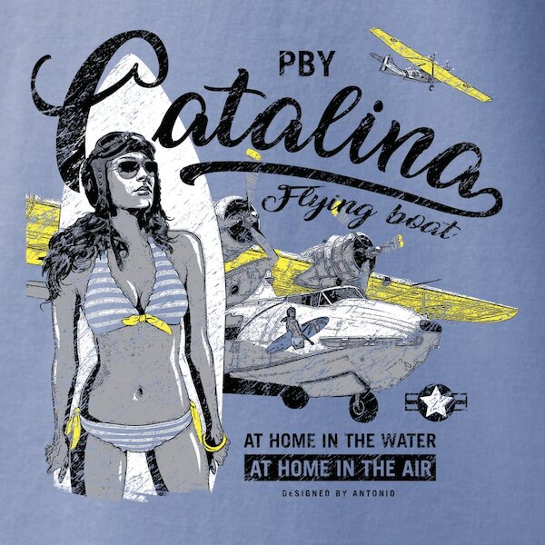 T-Shirt with with flying boat PBY Catalina ANT-PBY-MAIN