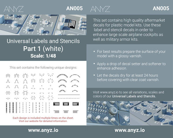 Universal Labels and Stencils Part 1 (white) AN005