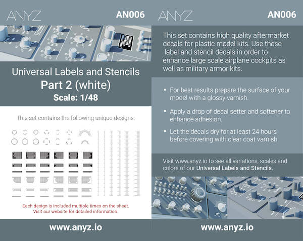 Universal Labels and Stencils Part 2 (white) AN006
