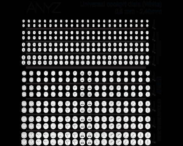 Universal cockpit dials (White) 0,8 mm - 2,40 mm  AN051