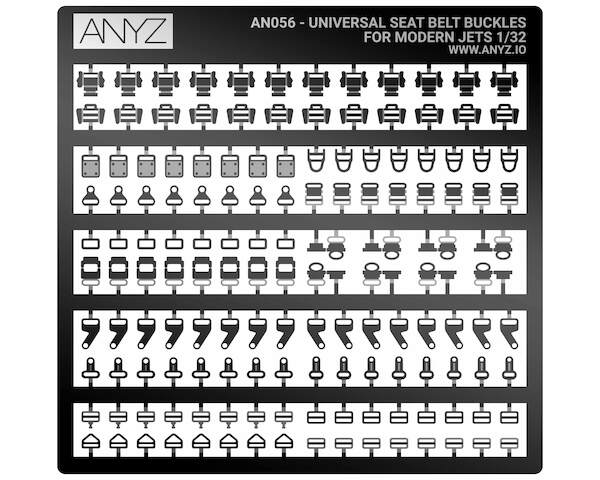 Universal Seat Belt Buckles for modern jets 1/32 (photo etched)  AN056