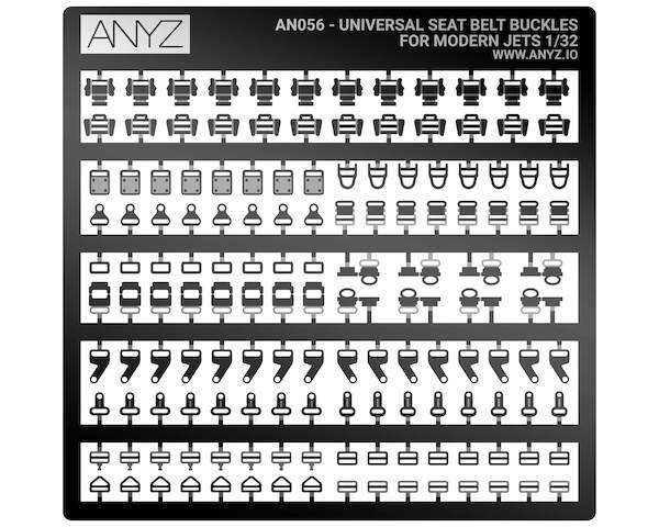 Universal Seat Belt Buckles for modern jets 1/32 (photo etched) AN056