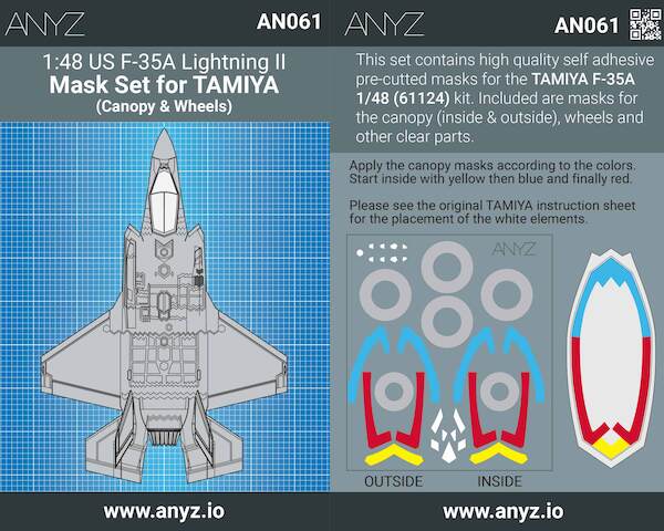 US F-35A Lightning II pre-cut Mask Set for TAMIYA AN061