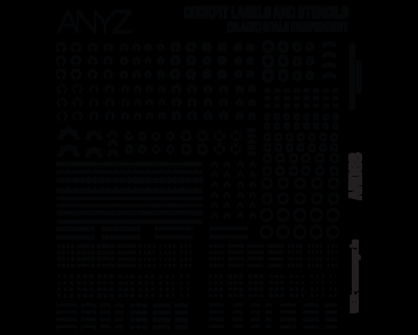 Cockpit Labels and Stencils Black (Scale Independent)  AN088