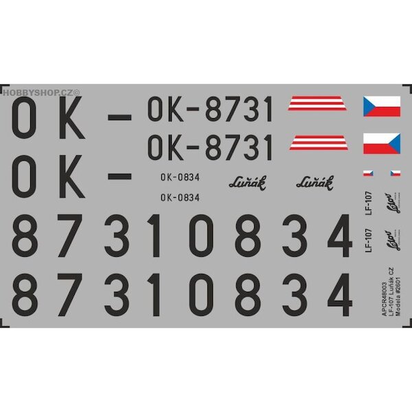 LF107 Lunak CZ Replacement decal for Modela kit APCR48003