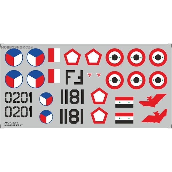 Mikoyan MiG17PFM Replacement decal for KP APCR72006
