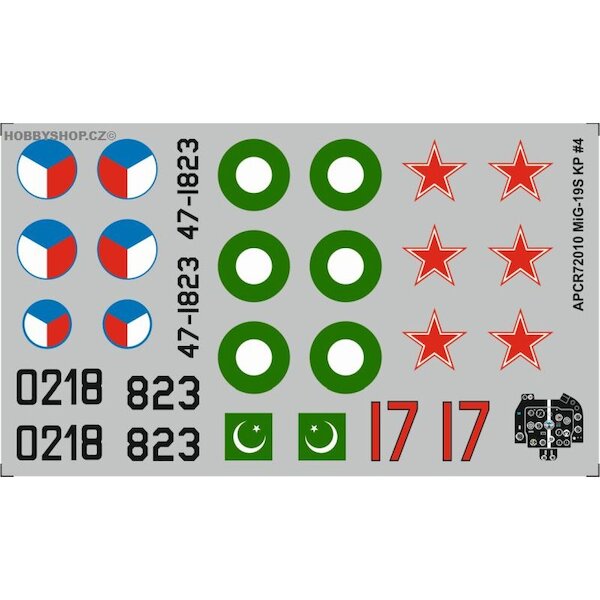 Mikoyan MiG19S Replacement decal for KP APCR72010
