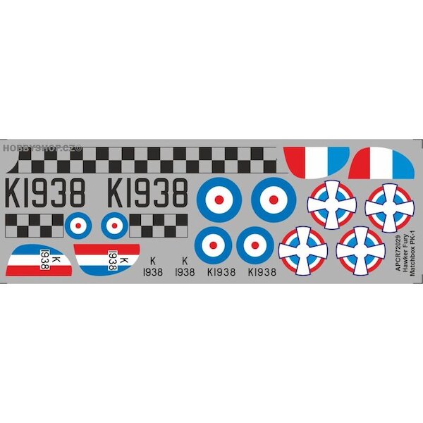 Hawker Fury Replacement decal for Matchbox kit APCR72029