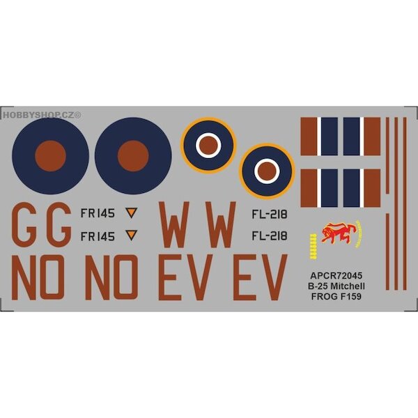 B25 Mitchell Replacement decal for FROG kit Including 320sq  APCR72045