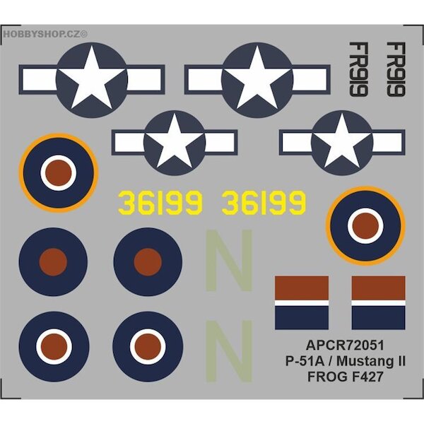 P51A/ Mustang MkII Replacement decal for FROG kit APCR72051