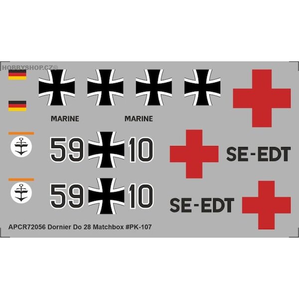 Dornier Do28 Replacement decal for Matchbox kit APCR72056