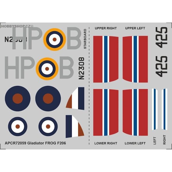 Gloster Gladiator Replacement decal for FROG kit APCR72059
