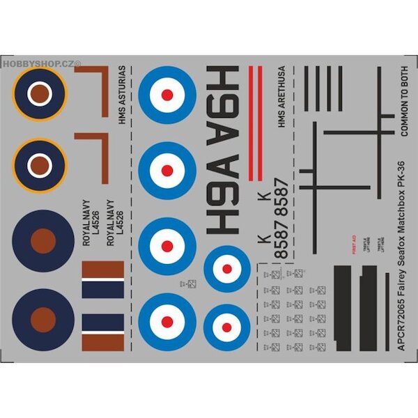 Fairey Seafox Replacement decal for Matchbox kit APCR72065
